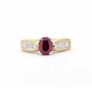 Ring Milgrain .70ctw Princess Diamonds 1.00ct Ruby 18ky/950pt sz6.5 5mm 124060200
