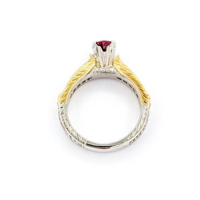 Ring Milgrain .70ctw Princess Diamonds 1.00ct Ruby 18ky/950pt sz6.5 5mm 124060200