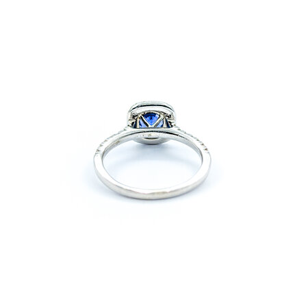 Ring Halo .50ctw Round Diamonds 1.00ct Sapphire 14kw sz7 9.5x9.5 124060175