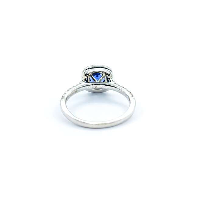 Ring Halo .50ctw Round Diamonds 1.00ct Sapphire 14kw sz7 9.5x9.5 124060175