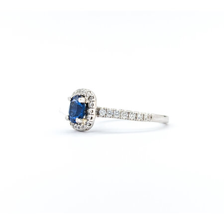 Ring Halo .50ctw Round Diamonds 1.00ct Sapphire 14kw sz7 9.5x9.5 124060175