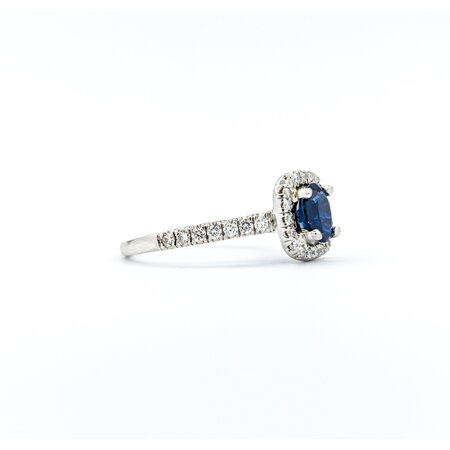 Ring Halo .50ctw Round Diamonds 1.00ct Sapphire 14kw sz7 9.5x9.5 124060175
