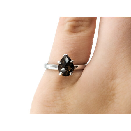 Ring Leo Solitaire 5 Prong 1.00ct Smokey Quartz 14kw sz4.75 224060199