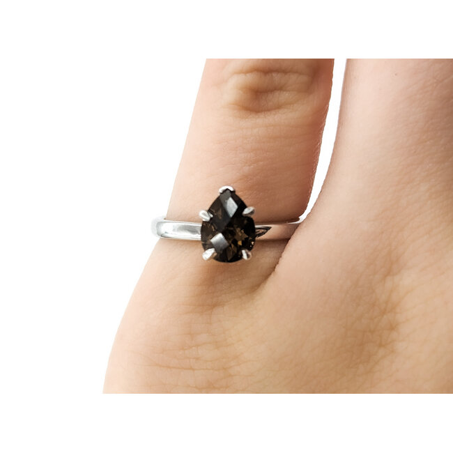 Ring Leo Solitaire 5 Prong 1.00ct Smokey Quartz 14kw sz4.75 224060199