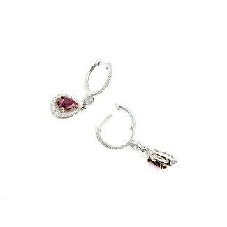 Earrings Dangle .64ctw Round Diamonds 1.63ctw Rubies 30x9.5mm 14ktt 124064150