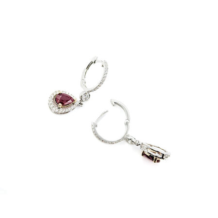 Earrings Dangle .64ctw Round Diamonds 1.63ctw Rubies 30x9.5mm 14ktt 124064150