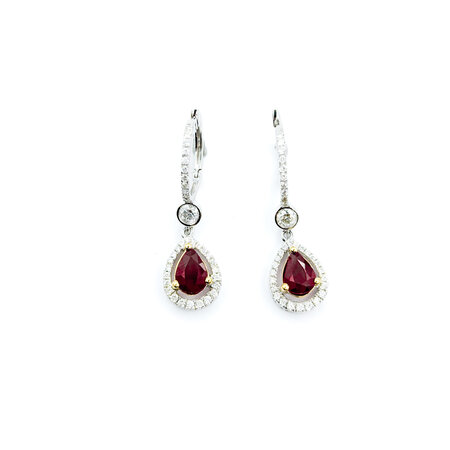 Earrings Dangle .64ctw Round Diamonds 1.63ctw Rubies 30x9.5mm 14ktt 124064150