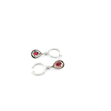 Earrings Dangle .64ctw Round Diamonds 1.63ctw Rubies 30x9.5mm 14ktt 124064150