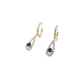  Earrings Dangle .39ctw Single Cut Diamonds .29ctw Sapphires 29x6mm 14ky 124064152