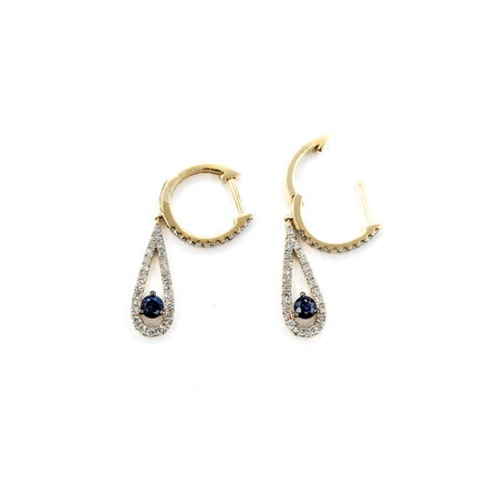 Earrings Dangle .39ctw Single Cut Diamonds .29ctw Sapphires 29x6mm 14ky 124064152