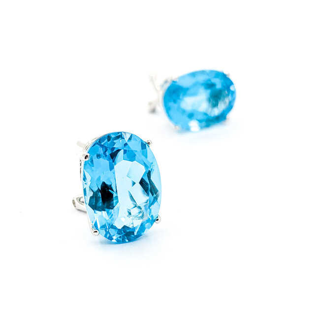 Earrings 16ctw Oval Topaz Omega Back 14x10mm 14kw 224064165