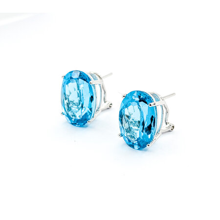 Earrings 16ctw Oval Topaz Omega Back 14x10mm 14kw 224064165