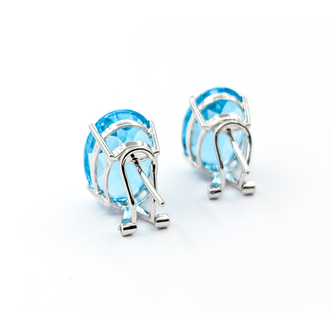 Earrings 16ctw Oval Topaz Omega Back 14x10mm 14kw 224064165