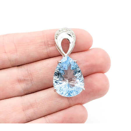 Pendant 16.56ct Topaz .10ctw White Topaz 35x15mm 14kw " 224061261