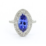  Ring Double Halo .59ctw Round Diamonds 4.01ct Tanzanite 14kw sz7.25 224060205