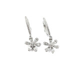  Earrings Floral Dangle .47ctw Round/Baguette Diamonds 14kw 124064009