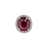  Ring Halo .38ctw Round Diamonds 10.69ct Ruby 18kw sz6.5 224060201