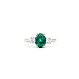  Ring .30ctw Round Diamonds .97ct Emerald 950pt sz5 2.35mm 124060187