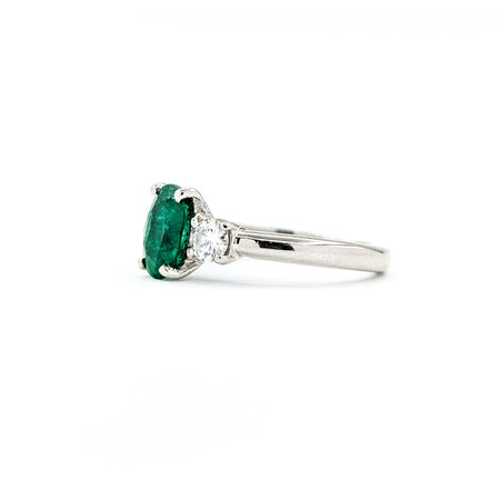 Ring .30ctw Round Diamonds .97ct Emerald 950pt sz5 2.35mm 124060187