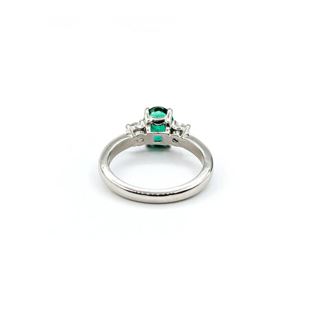 Ring .30ctw Round Diamonds .97ct Emerald 950pt sz5 2.35mm 124060187