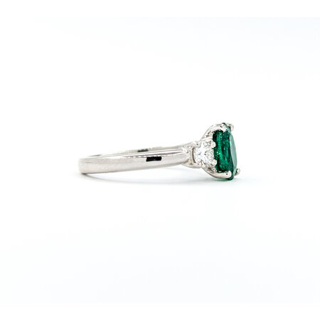 Ring .30ctw Round Diamonds .97ct Emerald 950pt sz5 2.35mm 124060187