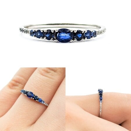 Ring Ombre .30ctw Oval/Round Sapphires 14kw sz7 224060198