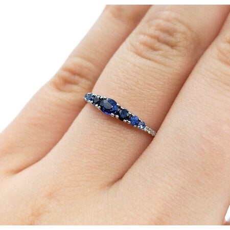 Ring Ombre .30ctw Oval/Round Sapphires 14kw sz7 224060198