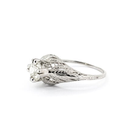 Ring Art Deco Filigree .80ct Mine Cut Diamond Platinum sz7.25 224060755