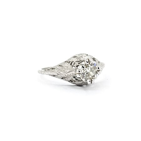 Ring Art Deco Filigree .80ct Mine Cut Diamond Platinum sz7.25 224060755