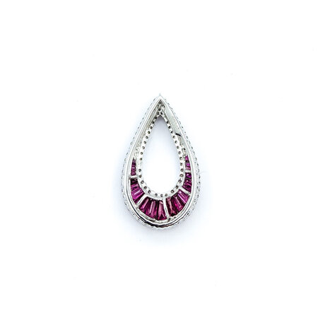 Pendant Teardrop .29ctw Round Diamonds .74ctw Ruby 23x13 14kw " 124061251