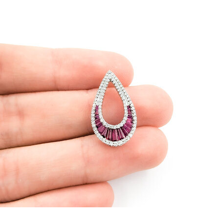 Pendant Teardrop .29ctw Round Diamonds .74ctw Ruby 23x13 14kw " 124061251