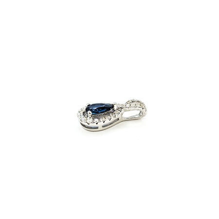 Pendant Halo .14ctw Round Diamonds .48ctw Sapphire 15x7.5 14kw " 124061255