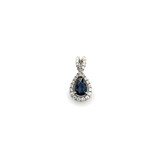  Pendant Halo .14ctw Round Diamonds .48ctw Sapphire 15x7.5 14kw " 124061255