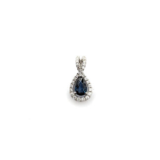 Pendant Halo .14ctw Round Diamonds .48ctw Sapphire 15x7.5 14kw " 124061255