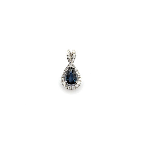 Pendant Halo .14ctw Round Diamonds .48ctw Sapphire 15x7.5 14kw " 124061255