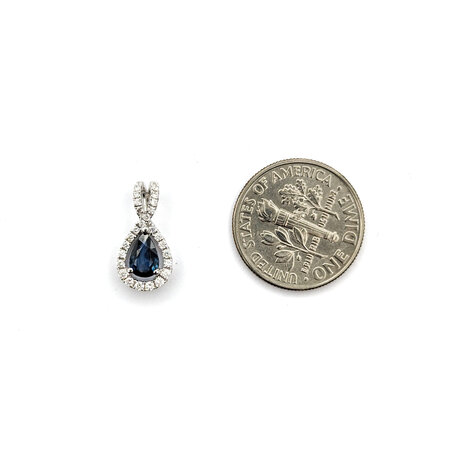 Pendant Halo .14ctw Round Diamonds .48ctw Sapphire 15x7.5 14kw " 124061255