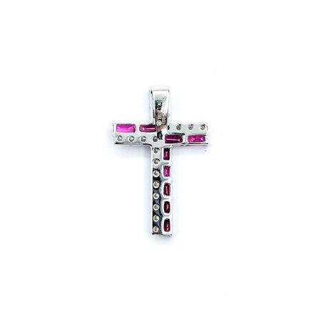 Pendant Cross .39ctw Round Diamonds .82ctw Ruby 25x16 14kw " 124061250