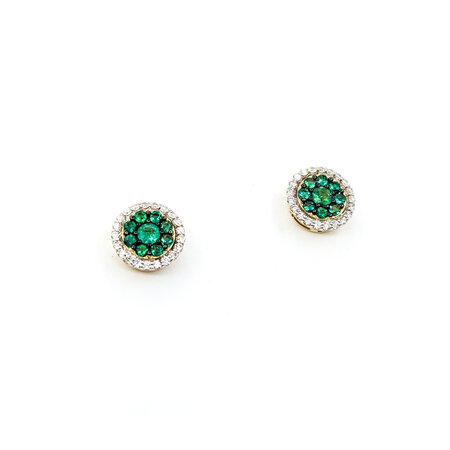 Earrings Stud .31ctw Round Diamonds .56ctw Emeralds 10mm 14ky 124064155