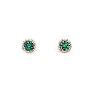 Earrings Stud .31ctw Round Diamonds .56ctw Emeralds 10mm 14ky 124064155