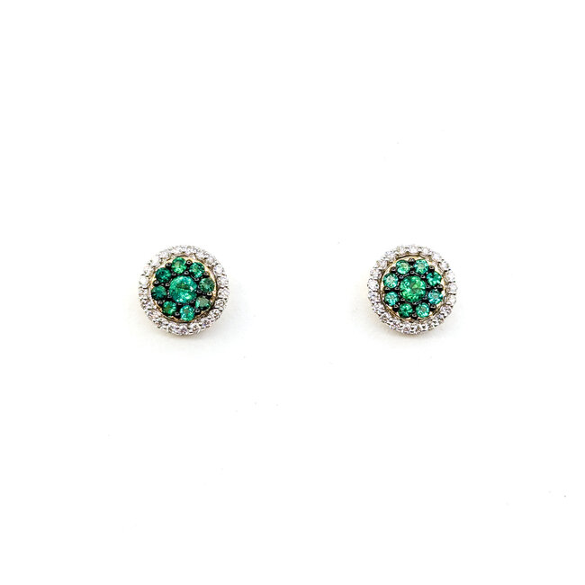 Earrings Stud .31ctw Round Diamonds .56ctw Emeralds 10mm 14ky 124064155