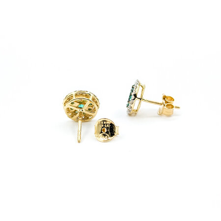 Earrings Stud .31ctw Round Diamonds .56ctw Emeralds 10mm 14ky 124064155