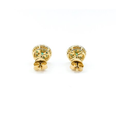 Earrings Stud .31ctw Round Diamonds .56ctw Emeralds 10mm 14ky 124064155