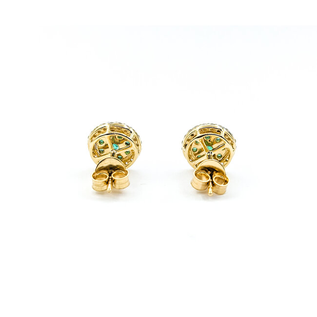 Earrings Stud .31ctw Round Diamonds .56ctw Emeralds 10mm 14ky 124064155