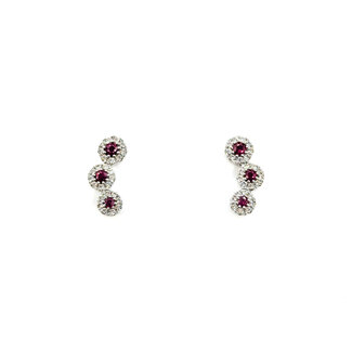 Earrings Stud .35ctw Round Diamonds .35ctw Rubies 14.5x6.5mm 14kw 124064154
