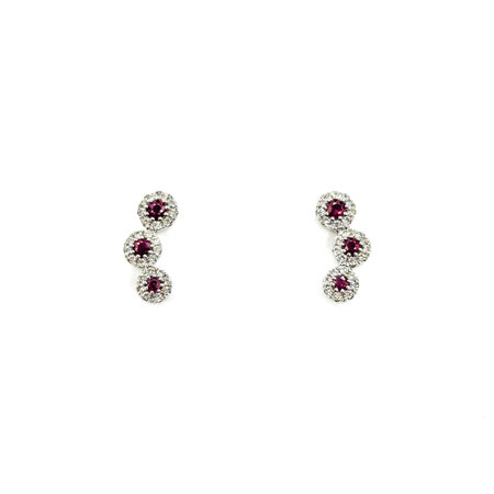 Earrings Stud .35ctw Round Diamonds .35ctw Ruby 14.5x6.5mm 14kw 124064154