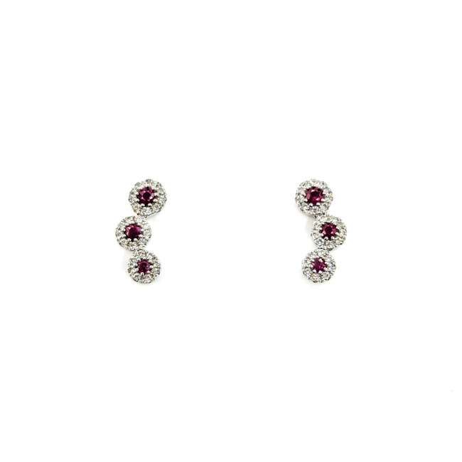Earrings Stud .35ctw Round Diamonds .35ctw Ruby 14.5x6.5mm 14kw 124064154