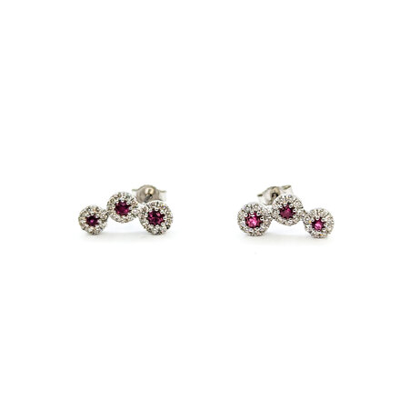 Earrings Stud .35ctw Round Diamonds .35ctw Ruby 14.5x6.5mm 14kw 124064154