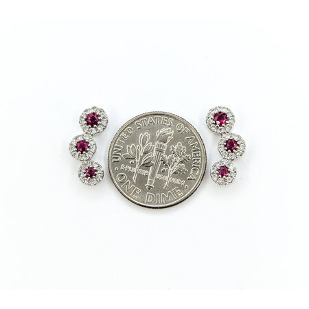 Earrings Stud .35ctw Round Diamonds .35ctw Ruby 14.5x6.5mm 14kw 124064154