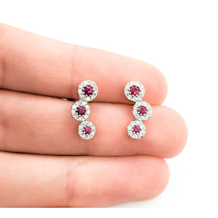 Earrings Stud .35ctw Round Diamonds .35ctw Ruby 14.5x6.5mm 14kw 124064154