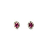  Earrings Stud .22ctw Round Diamonds .97ctw Rubies 9x7mm 14kw 124064158